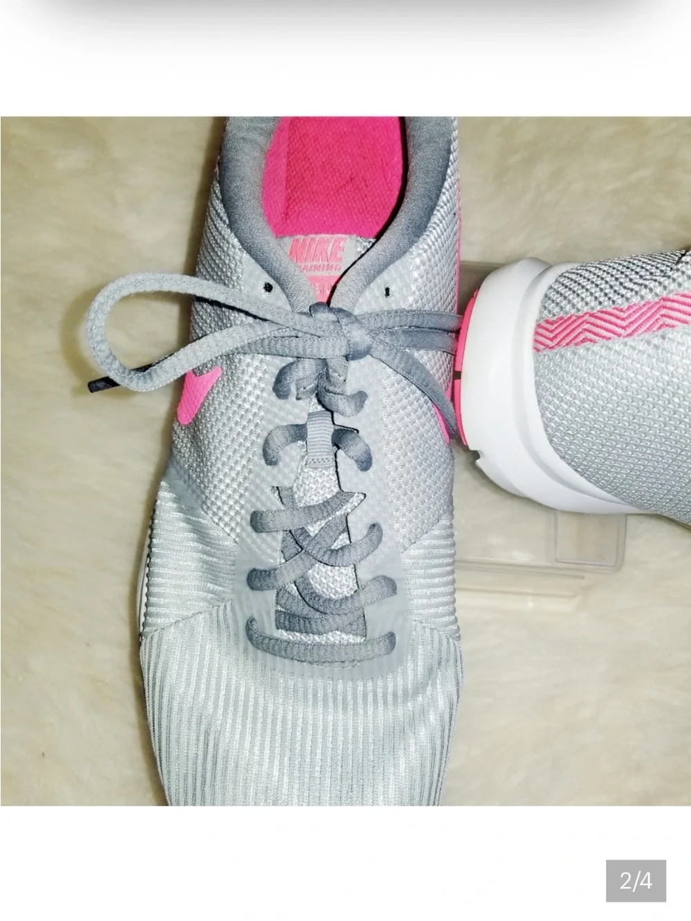 Nike Gray Sneakers with Pink Accents